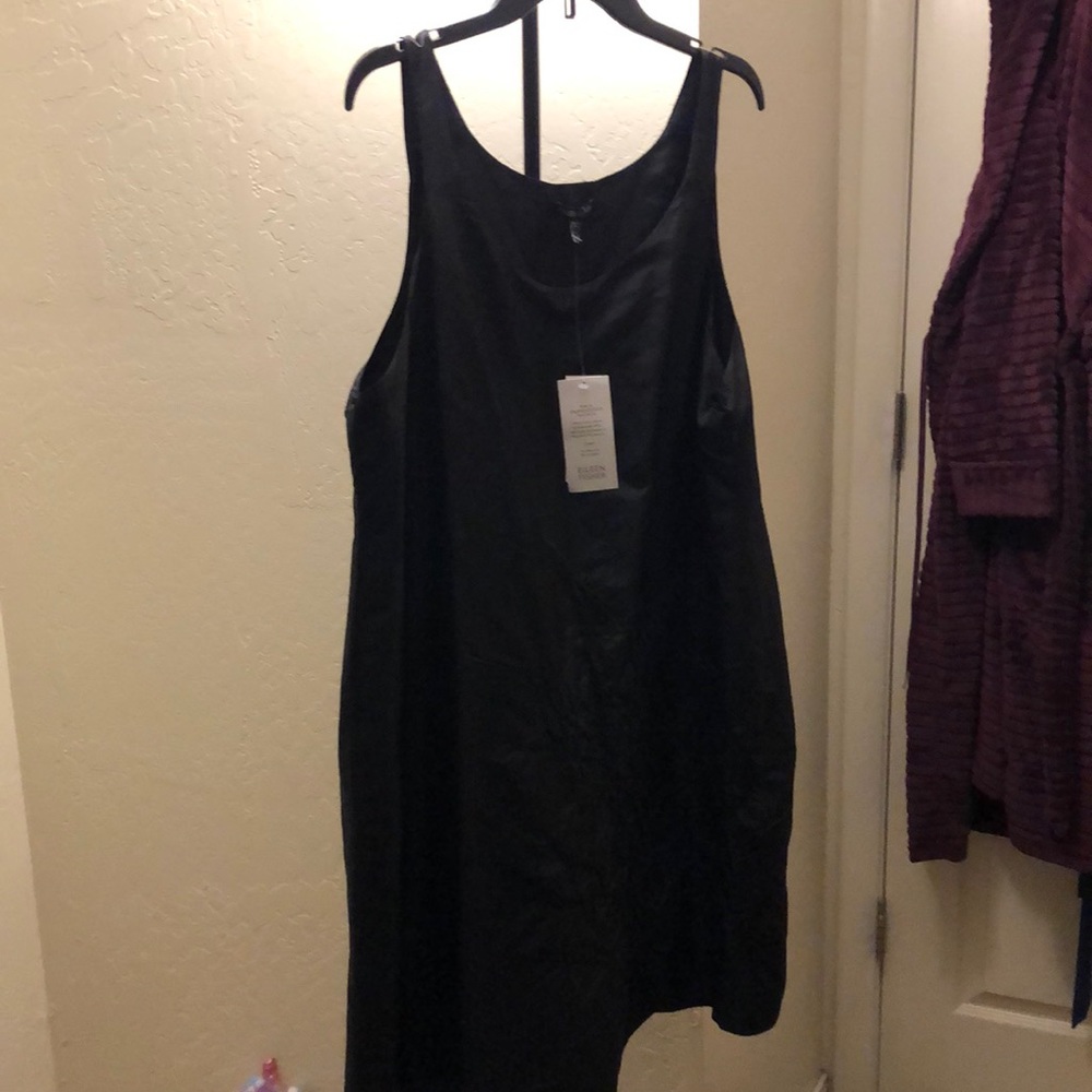 Eileen Fisher Black embroidered dress you can dress up or dress down.